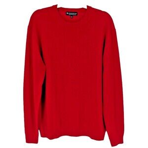 HART SHAFFNER MARX Red Holiday Pullover Sweater SIZE L Extra Fine Merino Wool